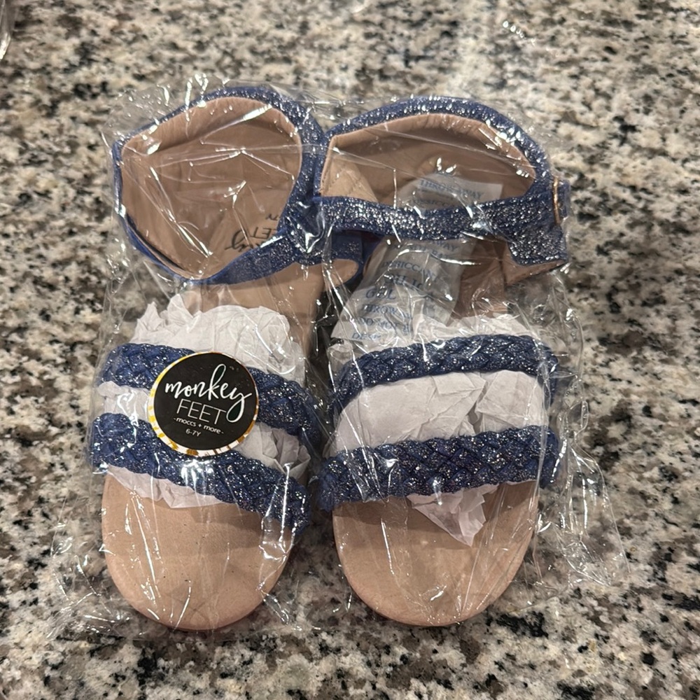 Monkey Feet Kids Blue Glitter Sandals